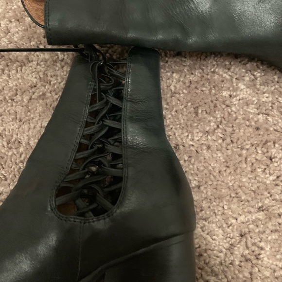 Jeffrey Campbell Diablo Bootie Criss Cross Black Side Laced Boots Leather Black - Picture 9 of 16